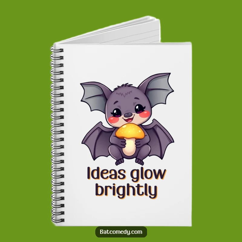 Funny Wonder Bat Notebook, Glowing Mushroom Journal