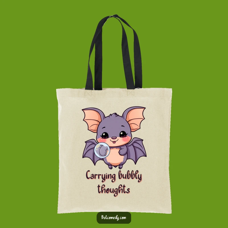 Funny Kawaii Bat Bubble Tote Bag - Joyful & Practical Accessory
