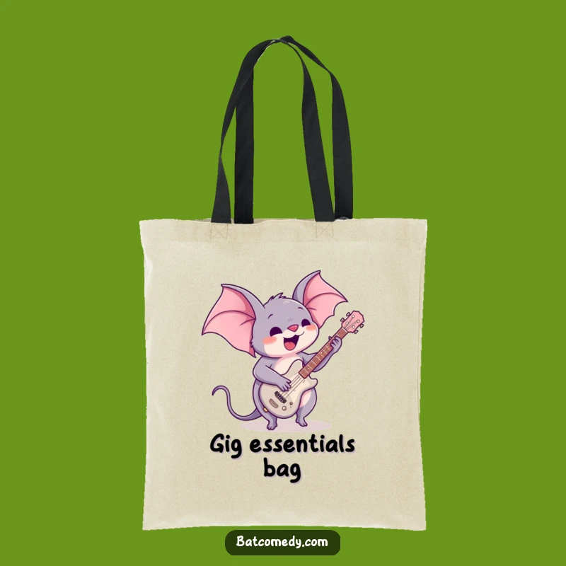Funny Kawaii Bat Guitar Tote Bag: Musical Carry-all, Perfect Funny Gift